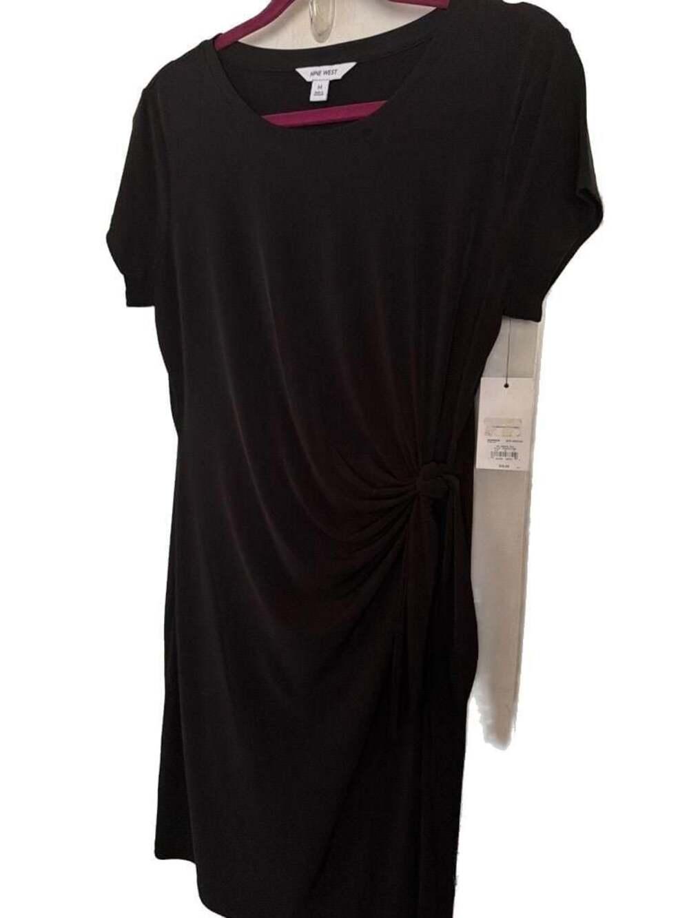 Nine West Women's Black Side-Tie Short Sleeve Dress Size M